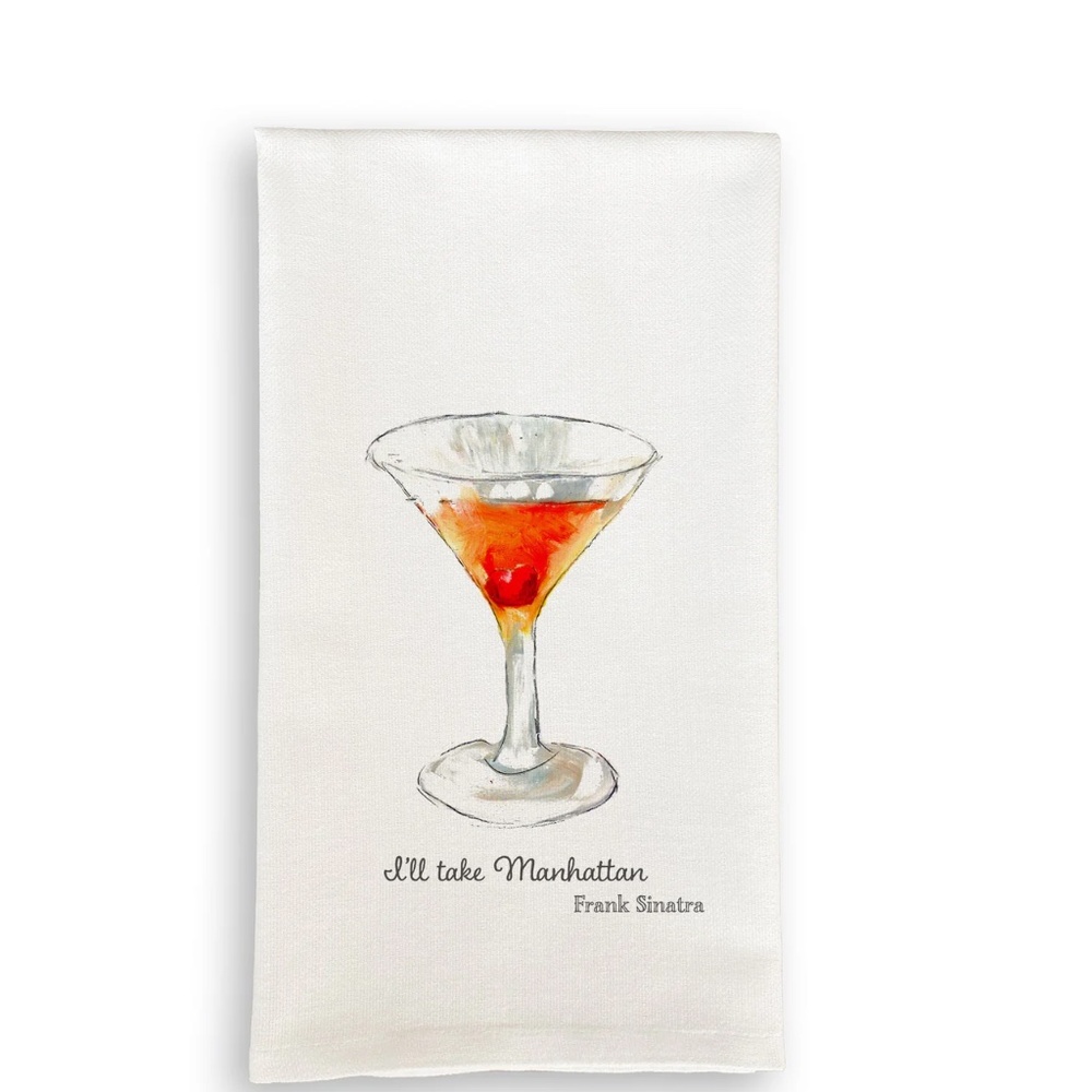 NEW French Graffiti Dish Towel - I'll Take Manhattan Frank Sinatra
